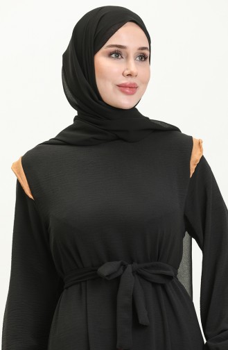 Aerobin Stoff Farbe Garniert Kleid 0040-02 Schwarz Tabak 0040-02