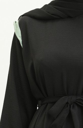 Aerobin Fabric Colour Garniertes Kleid 0040-03 Schwarz Grün 0040-03