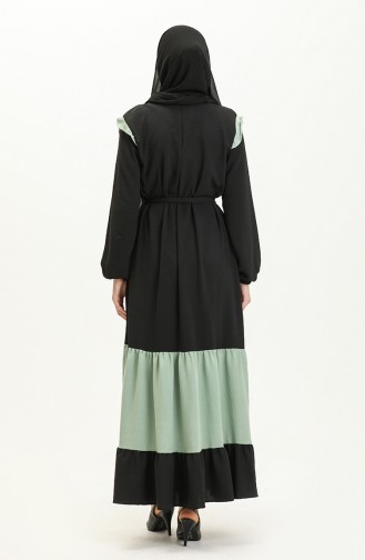 Aerobin Fabric Color Garnish Dress 0040-03 Black Green 0040-03