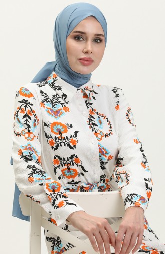 Printed Belted Tunic 4426-04 Ecru Black 4426-04