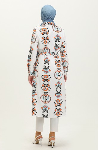 Printed Belted Tunic 4426-04 Ecru Black 4426-04