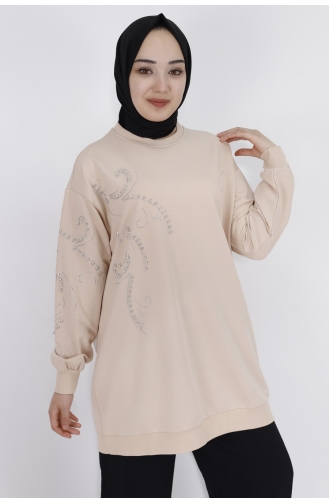 Taş Detayli 2 İplik Sweatshirt 2075-01 Taş