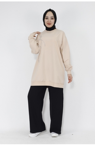 Taş Detayli 2 İplik Sweatshirt 2075-01 Taş