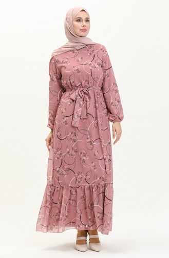 Printed Chiffon Dress  81817-01 Dusty Rose 81817-01