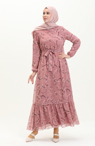 Printed Chiffon Dress  81817-01 Dusty Rose 81817-01