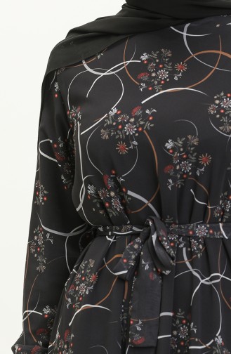 Gemustertes Chiffonkleid 81817-03 Schwarz 81817-03