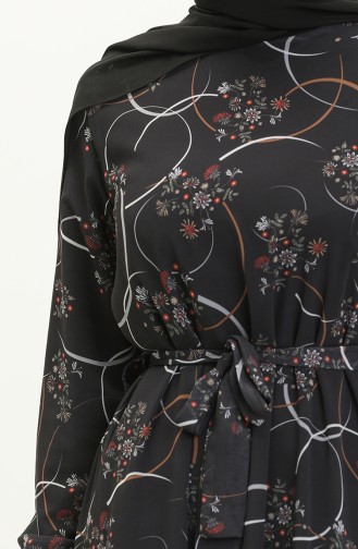 Printed Chiffon Dress 81817-03 Black 81817-03