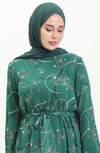 Gemustertes Chiffonkleid 81817-04 Smaragdgrün 81817-04