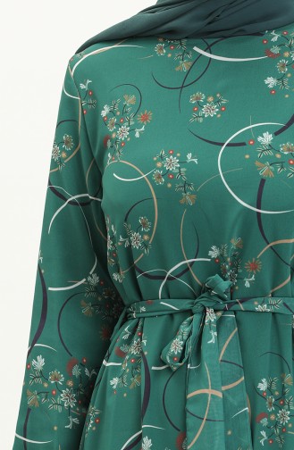 Robe en Mousseline à Motifs 81817-04 Vert Emeraude 81817-04