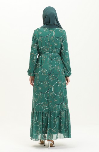 Printed Chiffon Dress 81817-04 Emerald Green 81817-04