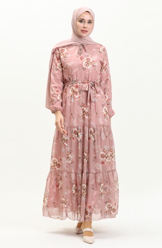 Printed Chiffon Dress 91823-02 Dusty Rose 91823-02