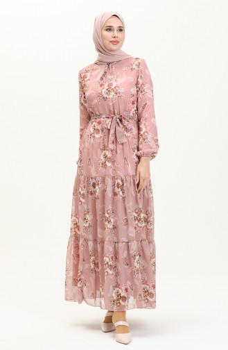 Printed Chiffon Dress 91823-02 Dusty Rose 91823-02