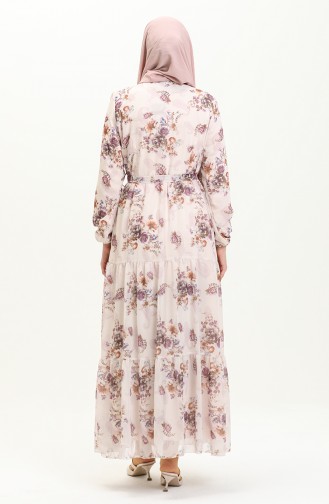 Printed Chiffon Dress 91823-03 Cream 91823-03