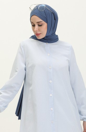 Ruffled Tunic 1867-02 Blue white 1867-02