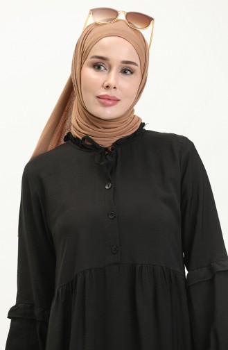 Aerobin Fabric Shirred Dress 24y8973-06 Black 24Y8973-06