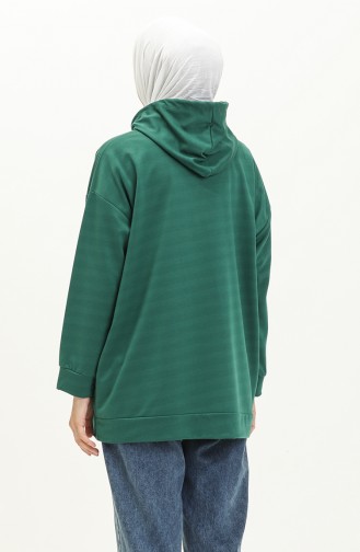 Kapüşonlu Sweatshirt 3047-09 Zümrüt Yeşili