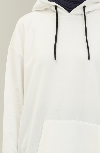 Kapüşonlu Sweatshirt 3047-10 Beyaz