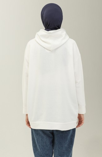 Kapüşonlu Sweatshirt 3047-10 Beyaz