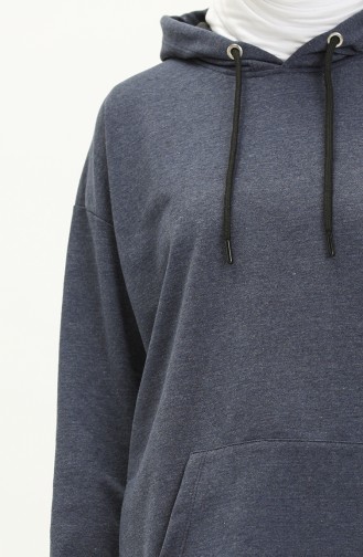 Kapüşonlu Sweatshirt 3047-11 İndigo