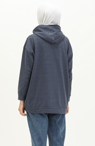 Kapüşonlu Sweatshirt 3047-11 İndigo