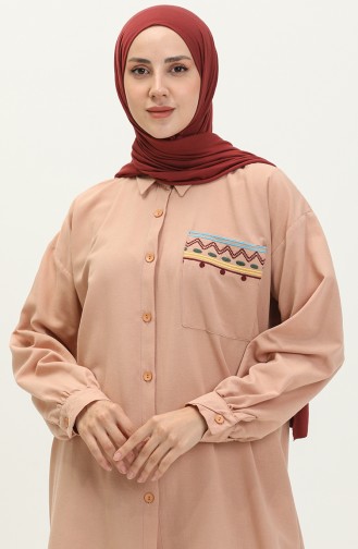 Ensemble Tunique Pantalon en Lin 24Y8972A-04 Rose Pâle Clair 24Y8972A-04