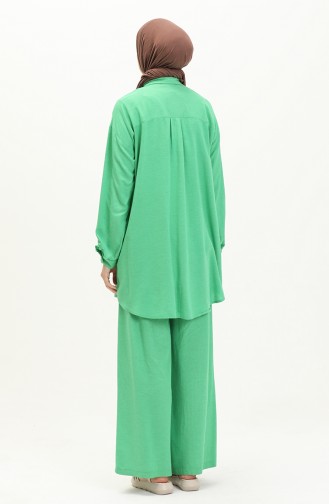 Embroidered Linen Two Piecee Suit 24Y8972A-05 Green 24Y8972A-05