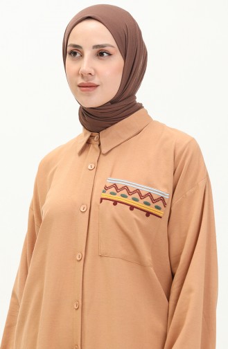 Embroidered Linen Two Piecee Suit 24Y8972A-06 Milky Coffee 24Y8972A-06