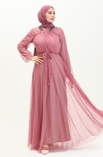 Tüll Abendkleid mit Steinen 5414-01 Rose  5414-01