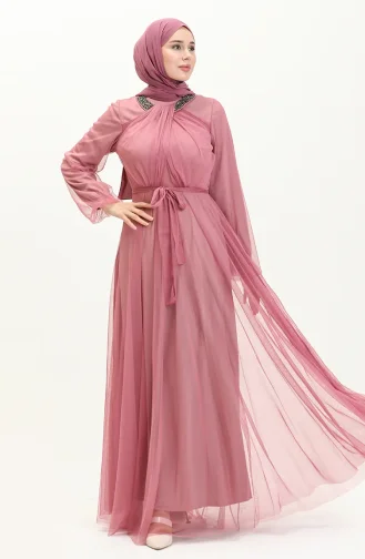 Tüll Abendkleid mit Steinen 5414-01 Rose 5414-01