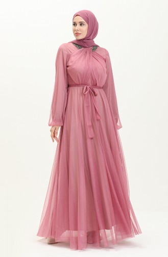 Tüll Abendkleid mit Steinen 5414-01 Rose  5414-01