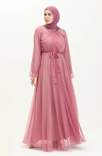 Tüll Abendkleid mit Steinen 5414-01 Rose 5414-01