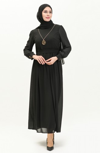 Chiffonkleid mit Halskette 3687-05 Schwarz 3687-05