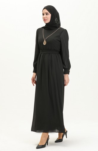 Chiffonkleid mit Halskette 3687-05 Schwarz 3687-05