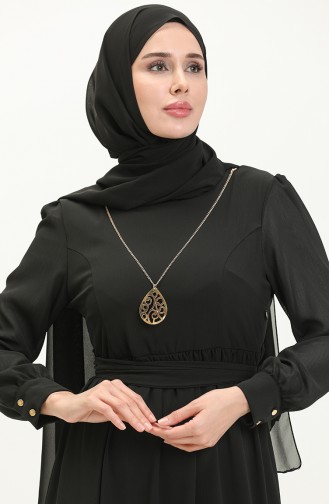 Chiffonkleid mit Halskette 3687-05 Schwarz 3687-05