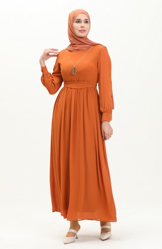 Chiffonkleid mit Halskette 3687-07 Senf 3687-07