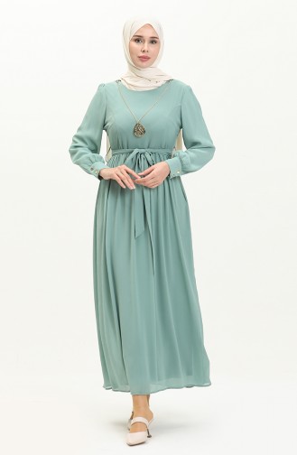 Necklace Chiffon Dress 3687-10  Almond Green 3687-10