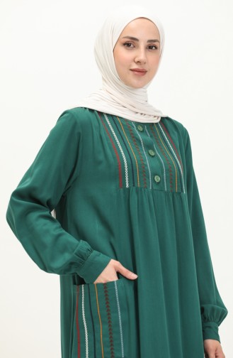 Nakışlı Belmando Elbise 24Y8728-02 Zümrüt Yeşili