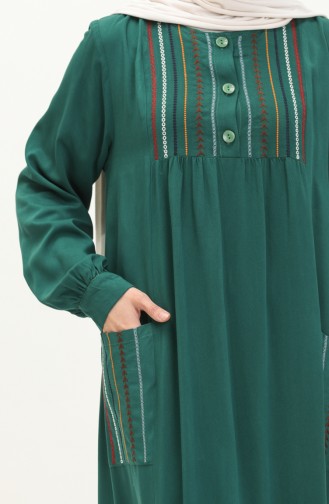 Nakışlı Belmando Elbise 24Y8728-02 Zümrüt Yeşili