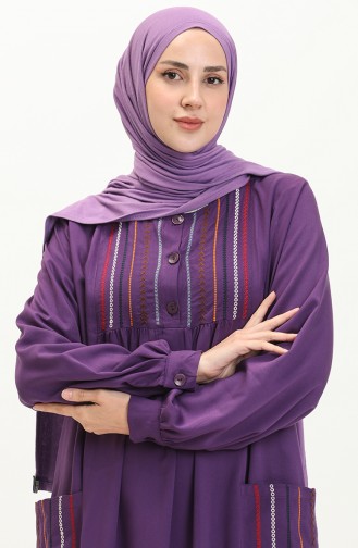 Nakışlı Belmando Elbise 24Y8728-06 Mor