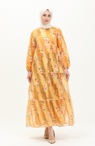 Printed Chiffon Dress  24Y8874-01 Yellow 24Y8874-01