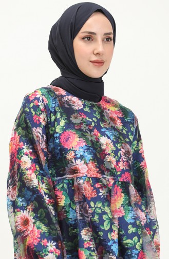 Robe en Mousseline à Motifs 24Y8874B-01 Bleu Marine 24Y8874B-01