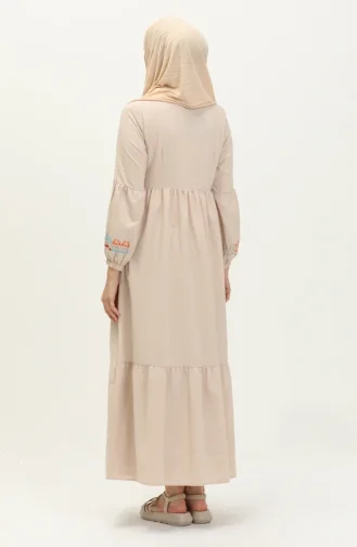 Nakışlı Elbise 24Y8968-06 Bej