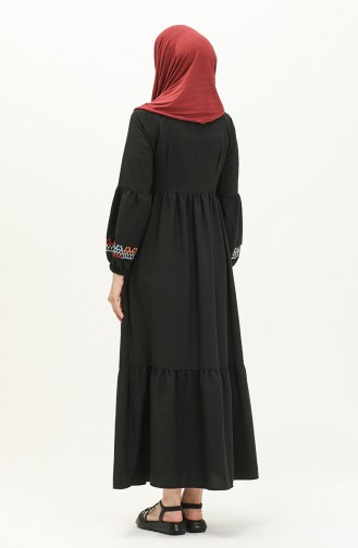 Nakışlı Elbise 24Y8968-07 Siyah