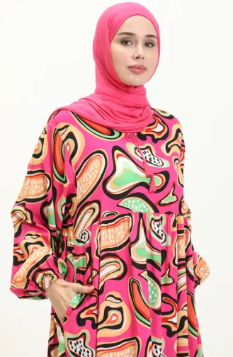 فستان فيسكوز منقوش 24Y8996-01 فوشي 24Y8996-01