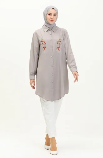 Nakışlı Tunik 1006-08 Gri