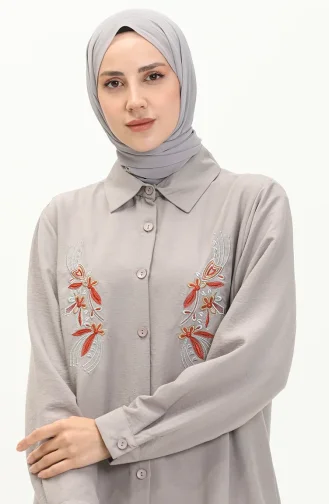 Nakışlı Tunik 1006-08 Gri