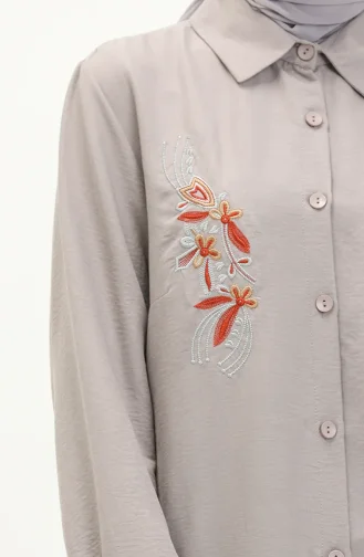 Nakışlı Tunik 1006-08 Gri