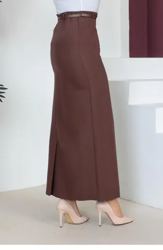 Kemerli Kalem Etek Kahverengi