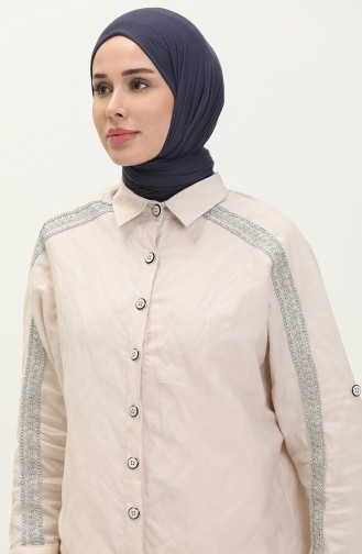 Leinenhemd mit Fledermausärmeln 4036-05 Beige 4036-05