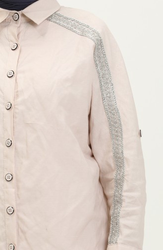 Leinenhemd mit Fledermausärmeln 4036-05 Beige 4036-05